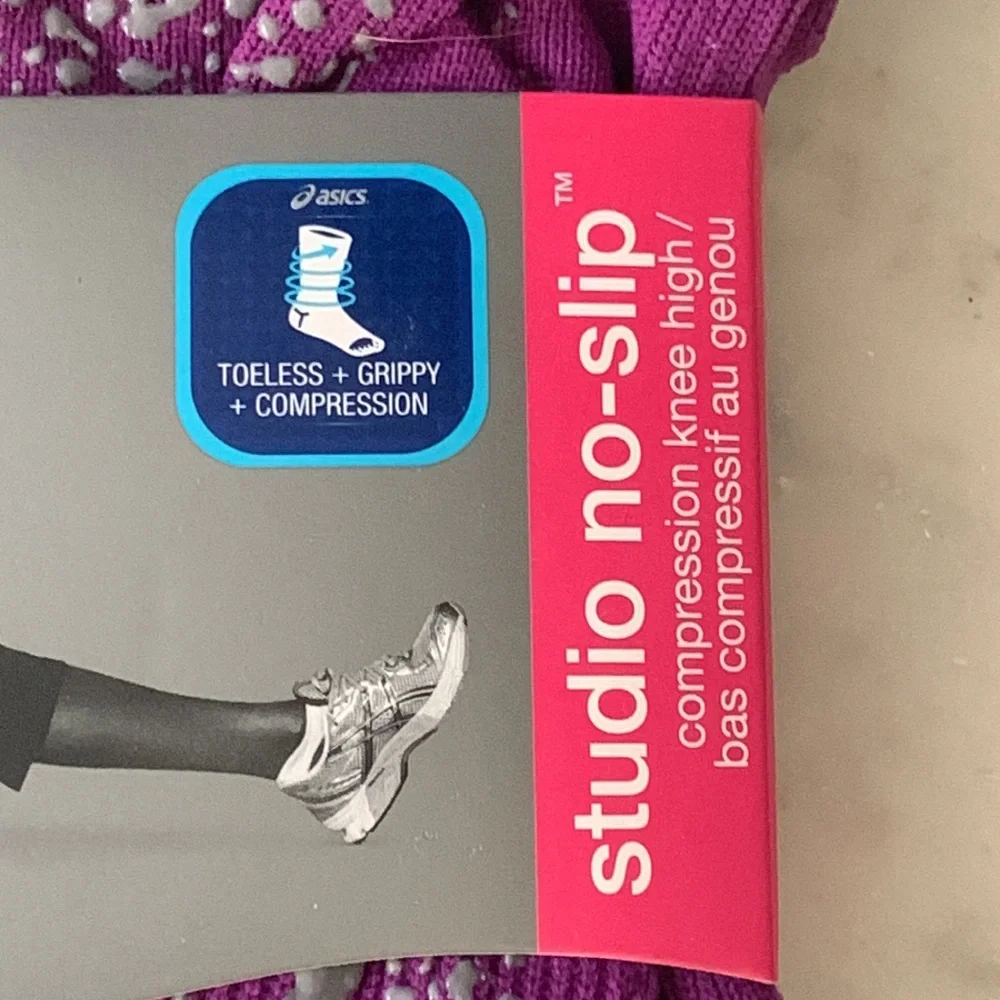 ASICS Women’s Studio No Slip Toeless Compression Knee High Socks in Plum